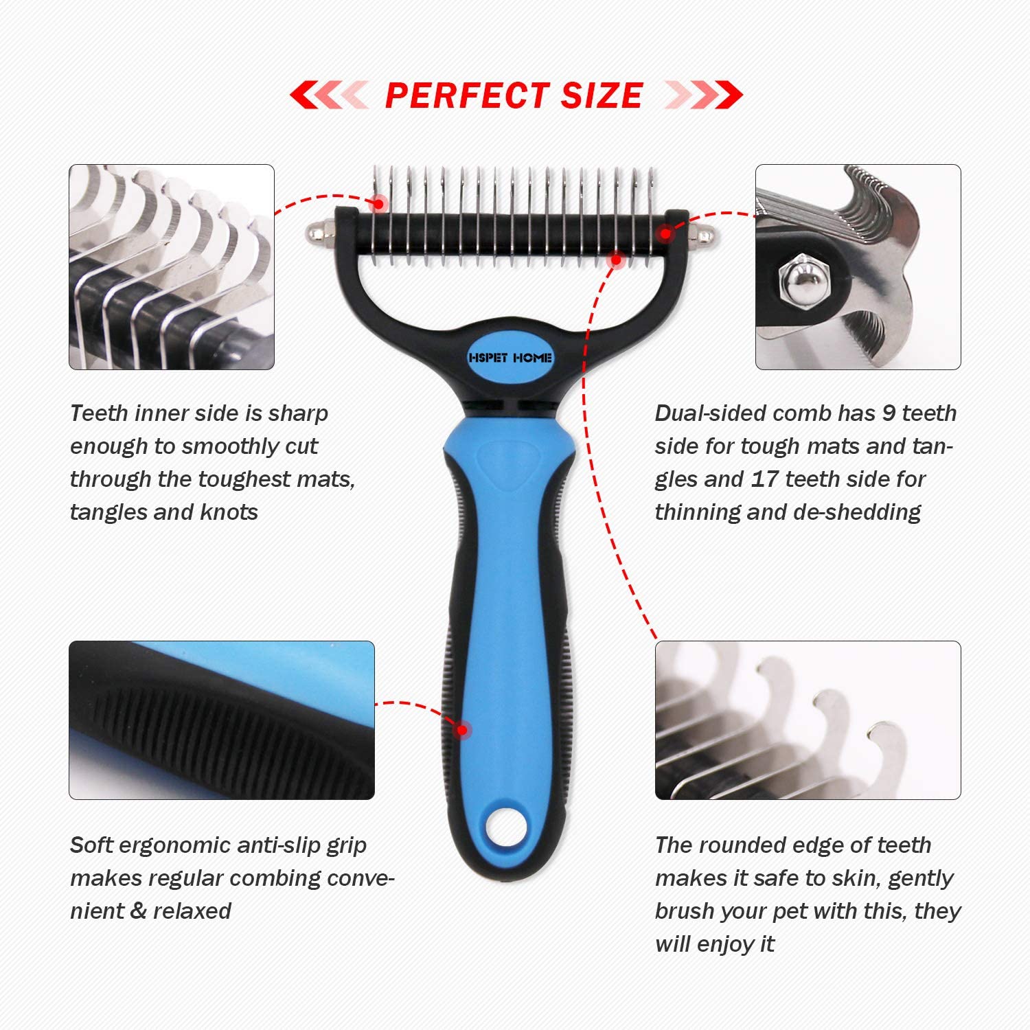 Dual Head Safe Dematting Comb PetsPark
