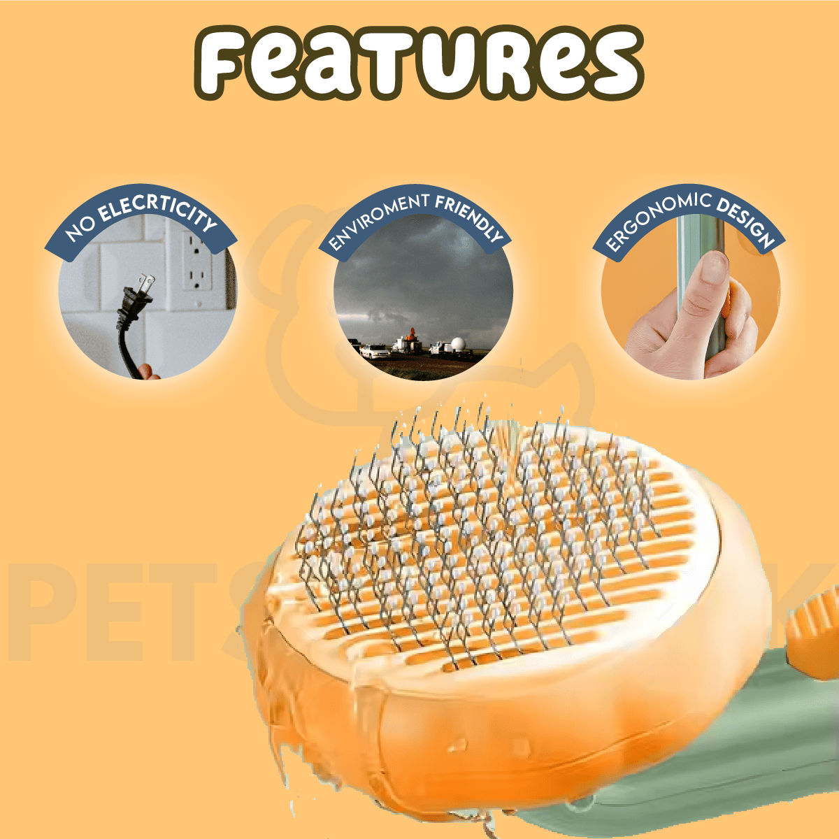PumpKin Pie Self-Cleaning Brush Pets Park PK